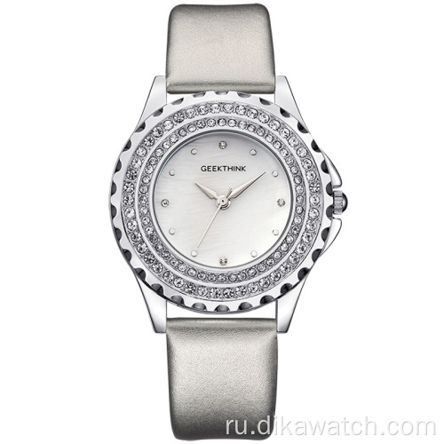 Geekthink 9011 Взрывоопасные горячие продажи алмазные кварцевые часы кожаный ремешок женские часы наручные